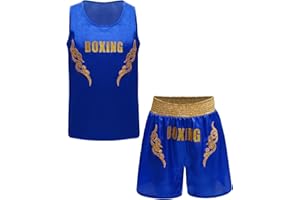 CHICTRY Kids Boys Boxer Costume Shiny Sleeveless Tank Top and Boxing Training Shorts Boxing Fancy Dress Up