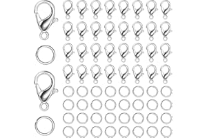 YIIFELL Fermoirs Bracelet,100 Pièces Pince de Homard Fermoir et 200 Pièces Anneaux de Saut Ouverts,Attache Bracelet,Fermoirs de Collier, Accessoires de Bricolage,pour la Fabrication de Bijoux