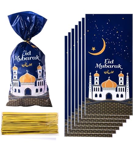 12 sacchetti regalo Umrah Mubarak, sacchetti di carta per Ramadan Mubarak, sacchetti regalo per caramelle per Eid Mubarak, decorazioni per Ramadan per feste musulmane del Ramadan