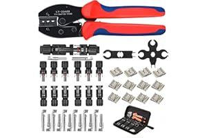 WanWen Kit Crimpratura Solare Pinza Crimpatrice Solare per 2.5/4.0/6.0mm, 6 paia di Connettori per Pannello Solare Maschio/Femmina, 12 Supporti per Cavi, 2 Chiavi Inglesi