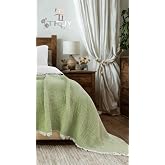 %100 PAMUK 6 KATLI M&Uuml;SLİN YORGAN PİKE YATAK &Ouml;RT&Uuml;S&Uuml; (&Ccedil;AĞLA YEŞİLİ, 220X240&Ccedil;.KİŞİLİ)