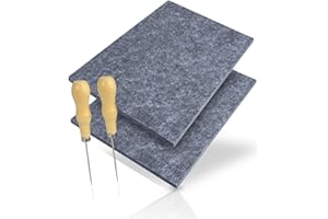 Lifuncren 2 pièces Tampons Feutrage pour Poinçons Kit de Aiguille et Tapis de Piquage/Poinçonnage Pour Enfant et Adultes Tapis en Feutre pour Prickelset 30X20cm Pour Fabrication Artisanale (Gris)