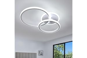 Comely Plafonnier LED Moderne, 42W 4700LM Luminaire Plafonnier LED Design Rond, 6500K Lumière Blanche Froide Lampe de Plafond Blanc pour Chambre, Salon, Cuisine, Hall, Bureau, Dia 52cm