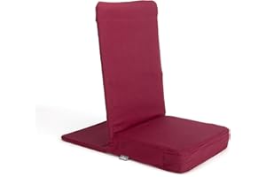 Bodhi Mandir Bodenstuhl | Meditationsstuhl mit dickem Sitzkissen | Komfortabler Bodensessel mit gepolsterter Rückenlehne | Waschbarer Bezug | Ideal für Freizeit, Yoga & Meditation (Bordeaux)