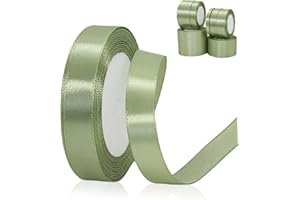 POPOYU 15mm Nastro di Raso, 23M Verde Salvia Nastro Satin per Confezioni Regalo, Nastri Raso Decorativo per Bouquet da Sposa, Fiocchi per Capelli, Decorazione Torte, Compleanno, Natale, Battesimo