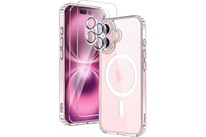 COPIKE Coque Magnétique pour iPhone 16 avec 2 Verres Trempés et 2 Caméra Protecteur, Compatible avec MagSafe, Étui Aimantée [Anti-Jaune et Antichoc] Anti-Rayures Dos PC et Bumper TPU, Transparente