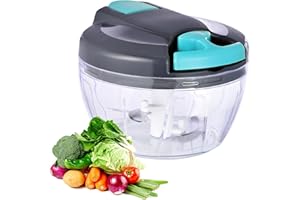 VegCuutPull & Chop Food Processor, Portable Multi-Function Manual Food Processors & Hand Chopper/Mixer/Blender for Veggies, Ginger, Fruits, Nuts, Herbs 5OOml（Blue）