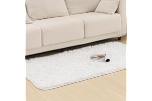 Vamcheer Alfombra de Pelo Largo - alfombras para Salón y Dormitorio,8mm Esponja Gruesa Alfombra área para habitacion,Lavables y Antideslizante, 80X150 Blanco Puro