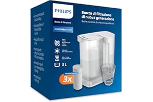 Caraffa filtrante Philips Water Instant (3 L) – Acqua pulita e dal buon gusto in pochi secondi – 3× filtro Taste+, riduce cloro e piombo, preserva i minerali