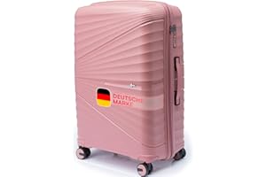 Xonic® Hartschalenkoffer L für 65L - Bruchsicherer Rollkoffer Polypropylen mit 360° Doppelrollen & TSA-Schloss - Reisekoffer Nude Rosé
