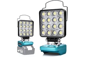 EDTRAN Cordless LED Work Light for Makita 18v Battery,Flood Lights for Makita Light 48W Compact Lighting,Portable Spotlight with Type C & USB Fast Charge PD 3.0/18W (No Battery)