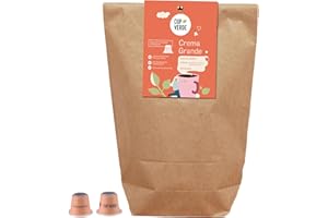CUP VERDE – 100 kapsułek Nespresso* z kawą pochodzącą z regeneracyjnego źródła do przygotowania kawy W 100% neutralne dla klimatu, uczciwy handel, delikatnie palenie, mocny smak, mało opakowań Crema Grande