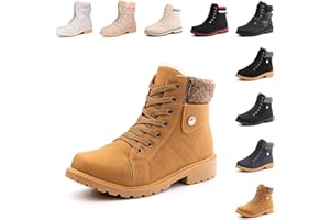 Hitmars Stivali Donna Invernali Pelliccia Termici Scarpe da Neve Bassi Corti Caldi Scarponi Neve Donna Snow Boots Comode Esterno Nero Beige Marrone Rosa 36-43 EU