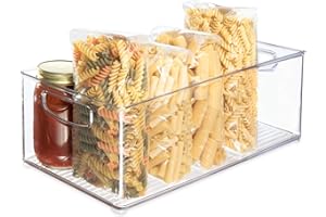 INTERDESIGN iDesign Caja transparente para el frigorífico, organizador de cocina grande y profundo de plástico, organizador de nevera con asas y sin tapa, transparente, 40,6 x 20,3 x 12,7 cm