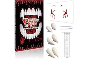 CYBIONE Vampire Teeth for Kids Adults Vampire Fangs Cosplay Accessories Vampires Fangs Adhesive 3pcs Werewolf Fake Teeth Halloween Decorations for Kids Halloween