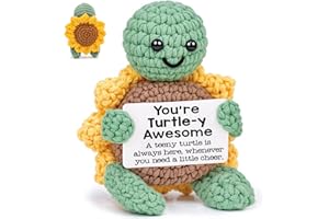 Bafiwu Funny Positive Turtle,Funny Birthday Gifts for Women, Cute Handmade Positive Crochet Animals,Emotional Support Gifts for Women Men Chriatmas Decor (sunflower)