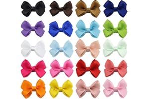 WENDERGO 20 Colors 2" Boutique Mini Baby Hair Clips Hair Bow Grosgrain Ribbon Hair Bows Alligator Clips Hair Accessories for Baby Girls Toddlers Kids