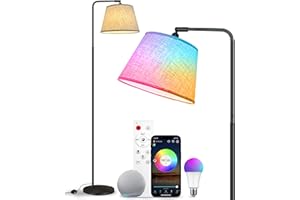 TACOPET RGBW Lampadaire LED, Lampadaire sur Pied Salon avec Abat-jour en Lin, Compatible avec Alexa, Google Home, WiFi APP et Télécommande, Couleurs Réglable Lampadaire Moderne Decoration, Salon, Chambre
