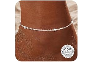 Diamday 925 Sterling Silver Anklets for Women Adjustable Waterproof, Layered Dainty Cubic Zirconia Ankle Bracelets, Gold/Silver Plated Women's Anklets Beach Summer Ankle Chains Jewelry in Gift Box