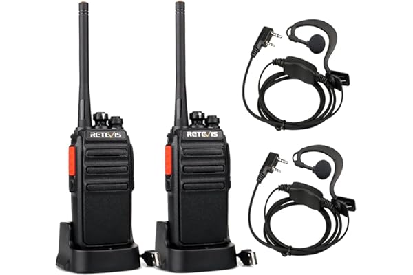 Retevis RT24 Plus Talkie Walkie, Longue Portée Professionnel, PMR446 Talkies-Walkies Radio Portable, Rechargeable avec Oreillette et USB Base de Chargement, pour Randonnées, Camping (Noir, 1 Paire)