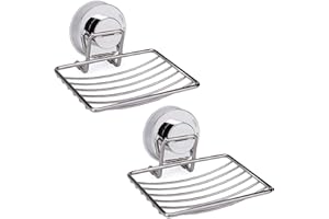 Ulable Stainless Steel Soap Holder, Bathroom Vacuum Suction Cup Wall Mounted Soap Dish, Waterproof and Rustproof for Shower, Bathroom, Tub or kitchen Sink 2 Pack (Silver)