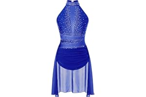 CHICTRY Women's Lyrical Dance Costume Ruched Drape Modern Contemporary Dance Dress