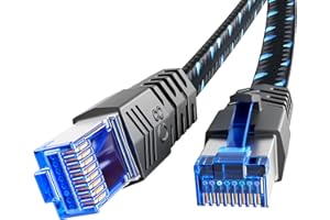 Ercielook Lan Kabel 2m, Hochgeschwindigkeits-Cat8-Netzwerkkabel für den Außen- und Innenbereich, 40 Gbit/s geflochtener Patchkabel mit RJ45-Stecker für Router/Gaming/Modem