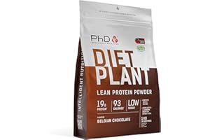 PhD Nutrition Diet Plant, High Protein Lean Matrix, Vegan Diet Protein Powder, Belgian Chocolate, 19g of Plant Protein, 40 Servings Per 1 kg Bag (Packaging May Vary)