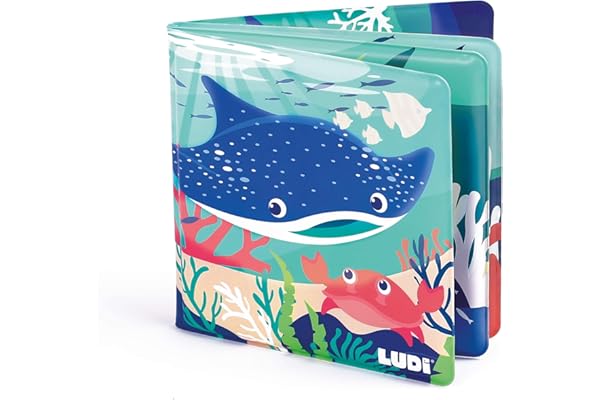 Ludi - Livre De Bain Magique - 12 Animaux Marins Et Coraux - À Décourvrir Au Contact De l'eau - Dès 10 Mois - Découverte, Motricité Fine Et Réflexion - Thème Marin