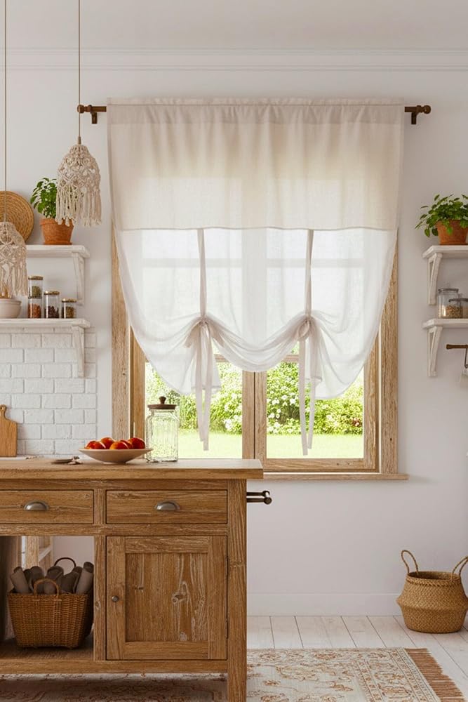 Cotton Maison Naturel Potlu Tül Perde Retro, 160 x 200, 4464, Krem