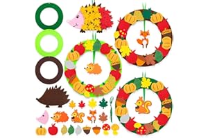 Benjia Set di 4 fai da te Decorazioni in Feltro Ghirlande Autunnali per bambini, Autunno Attività Artigianali Creative Decorazione Appesa in Feltro Corona Autunno per Autunnale Halloween Natale
