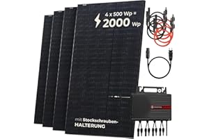 Solarway® - Impianto fotovoltaico da balcone da 2000 W con presa di corrente, inverter di ultima generazione da 2000 watt, moduli solari da 500 W, Envertech e accessori