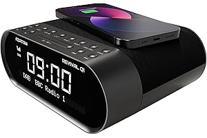 DAB/DAB+ & FM Bedside Digital Radio | Dual Alarms & Sleep Timer | Wireless & USB Charging | Mains Powered | Bluetooth | Perfect for the Bedroom | AZATOM Revival Q1 (Black)