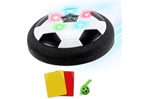 TORLAIST Boy Toys, Hover Soccer Ball, LED Air Power Sport Football Indoor Outdoor with EVA Foam Bumper, Whistle, Red & Yellow Cards, Fun Football Gifts for Boys & Kids Ages 3 4 5 6 7 8 9 10 Playing Ball Game