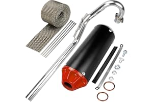 GREHUA 28mm Exhaust Muffler Silencer Pipe with Heat Shield Wrap for 50cc 70cc 90cc 110cc 125cc CRF50 CRF70 XR50 SSR110 SSR125 Taotao DB10 DB14 Baja Xpro Apollo Rocketa TTR SDG Coolster Dirt Pit Bike
