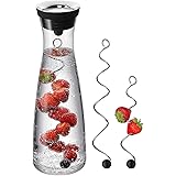WMF Basic Wasserkaraffe Set 3-teilig, Karaffe 1l mit 2 Fruchtspieße verschiedene Größen, Glaskaraffe mit Deckel, Silikondecke
