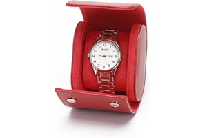 WisePoint Watch Box, PU Leather Watch Case Single Watch Display Case, Portable Watch Display Storage Box Watch Display Box, Watch Roll Travel Case with Detachable Pillow (red)