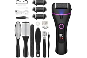 LIAVOP Pedicure Elettrico,Rimuovi Calli Piedi Elettrico,Pedicure Piedi Rimozione,con 3 Velocità,3 Rulli Di Ricambio,IPX6 Impermeabile per Talloni Screpolati,Calli,Pelle Morta(Nero)