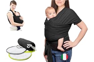 BABYTOOLS Fascia Neonato (100% Made In Italy) Con 2 BAVAGLINI INCLUSI, Fascia Porta Bebe In Cotone Organico, Fascia Neonato Porta Bebe In Tessuto Morbido, Leggero, Traspirante, Adatta Fino A 15 Kg