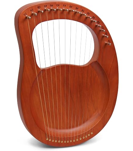 Lyre 10 Cordes Palissandre - Instrument Acoustique Avec Étui - Son Clair Et Accordable