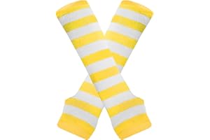 AUSUAYA Rękawiczki w paski długie bez palców, damskie zimowe dzianinowe ocieplacze na ramiona do punk rocka i cosplay gotycka impreza halloweenowa GB-WM-S-G5