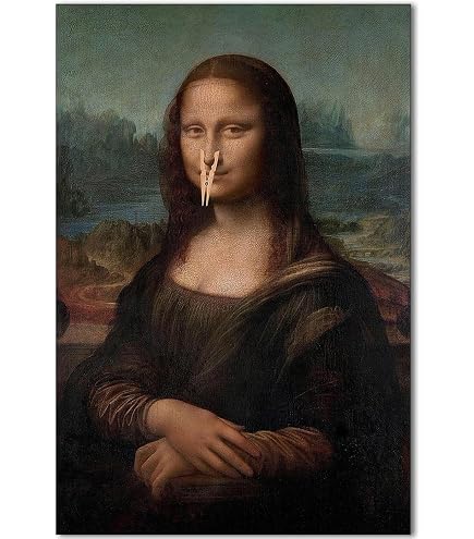 Wall art Mona Lisa Bubble Gum Canvas Print - 24X36 / In White Floating Frame