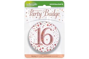 OakTree 3" Badge 16th Birthday Sparkling Fizz Rose Gold Holographic