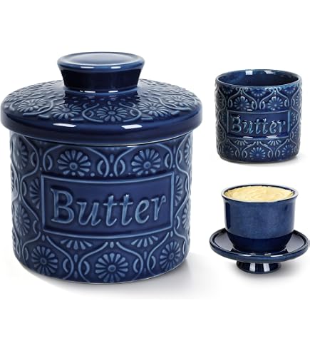 Beurrier Français En Céramique 250g Avec Couteau - Beurrier à Eau Avec Ligne De Niveau, Design élégant Pour Cuisine