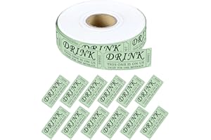 Moguri 1 rollo con 1000 etiquetas de valor de bebidas verdes, para fiestas, eventos, tómbola y bodas, cupón para una bebida gratis, fichas para festivales y eventos