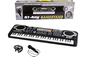 Shayson Kids Piano Keyboard, Multi-function 61 Key Piano Electronic Music Child Musical Electronic Karaoke Keyboard Microphone Kids（Black 2）