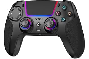 SZPACMATE Mando Inalámbrico para PS4/PS3/Switch 1/PC/Steam Deck | Joystick Efecto Hall, Iluminación RGB 8 Colores, Batería 1000 mAh, Giroscopio 6 Ejes, Turbo, Doble Vibración, Programables