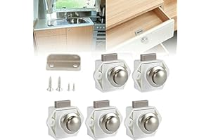 MOTTDAM 5 Stück Push Button Catch Door Lock,Keyless-Schrank Lock Catch für Wohnmobil Wohnwagen RV Camper Caravan Van Motorhome Yacht Ship Boat (Silber)