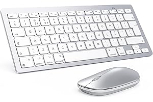 Bluetooth Keyboard and Mouse Set for Mac, OMOTON Ultra-Slim Wireless Keyboard and Mouse Combo for Apple Mac, MacBook Pro/Air, iMac, Mac Mini,Battery-powered, QWERTY UK Layout, Silver