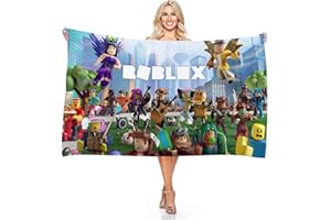 Ubephant Serviette de Bain Roblx, Roblx Serviette de Piscine pour Enfants, 75 * 150cm R-oblx Salle de Bain Serviette Ultra Doux Serviette de Bain R-oblx Cadeaux de Plage de Vacances de Voyage
